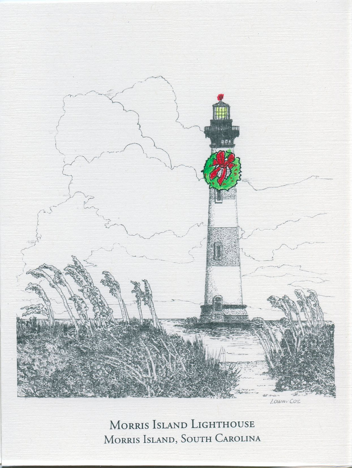Morris Island Lighthouse Christmas Card