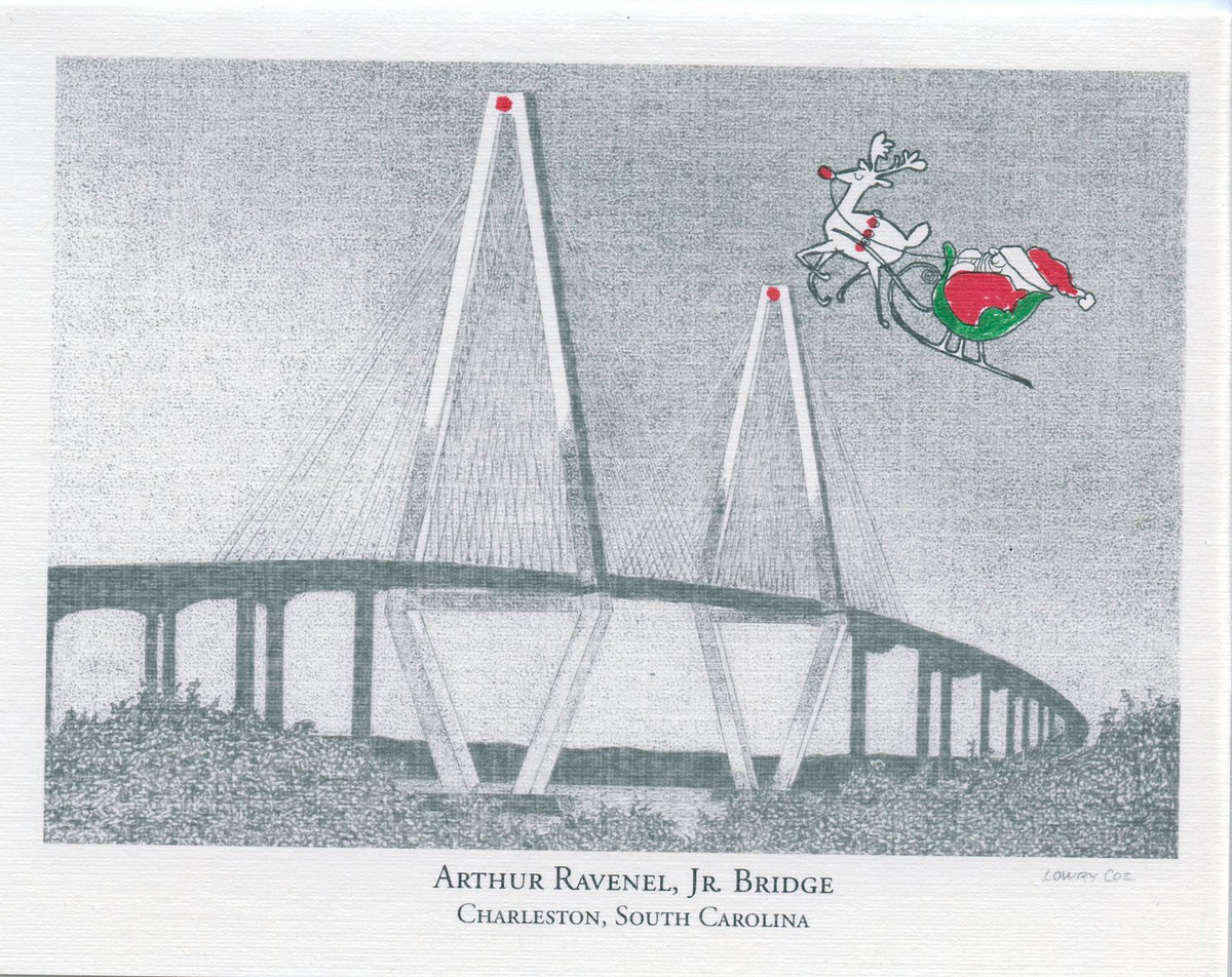 Ravenel Bridge with Santa Christmas Card