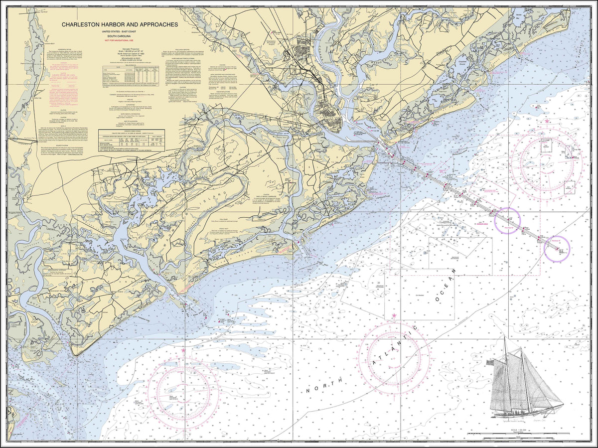 Charleston Harbor Nautical Chart with Spirit of South Carolina