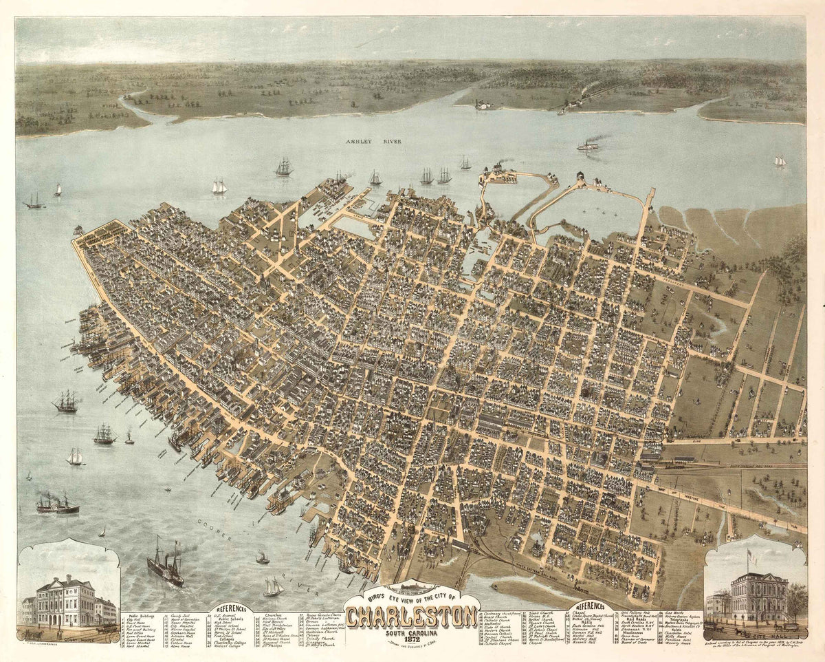 1872 Birdseye View of Charleston