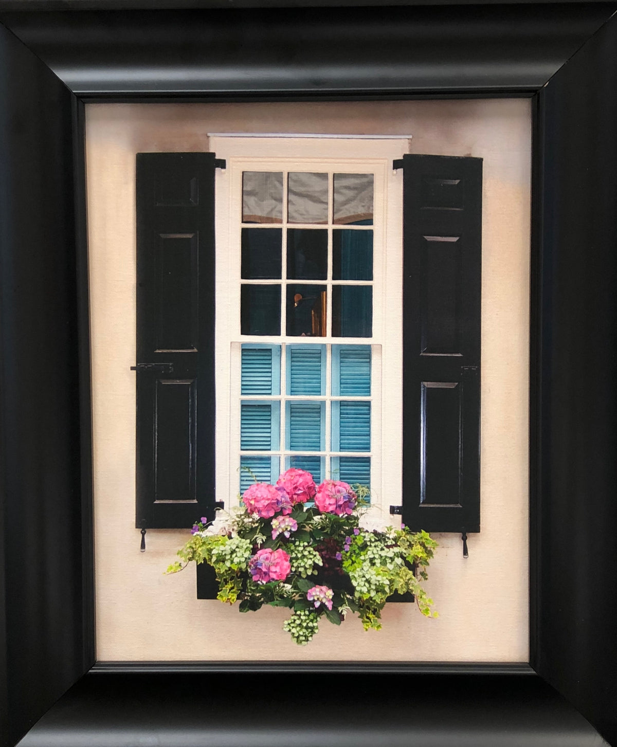 Charleston Windowboxes:  Adobe Wall with Black Shutters