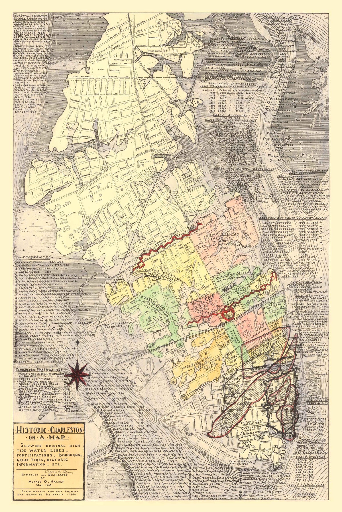 1946 Halsey Map of Charleston - Charleston History on a Map