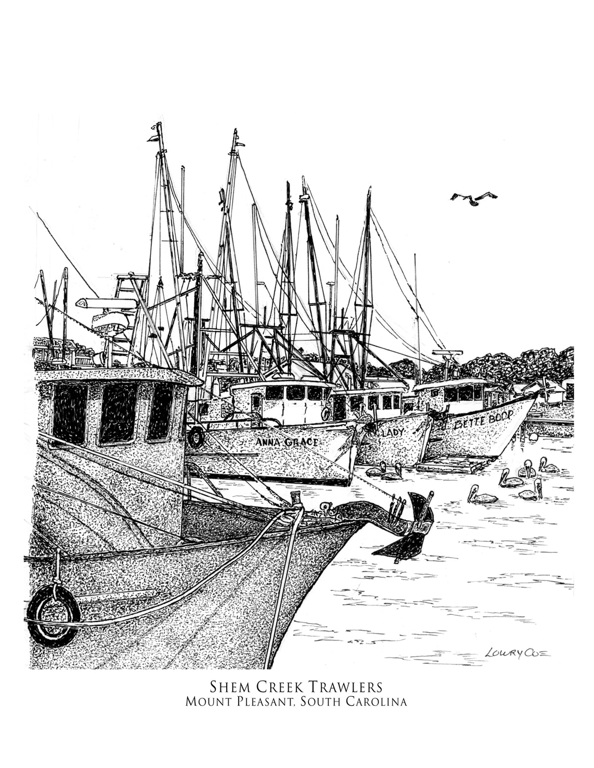 Shem Creek Trawlers Print