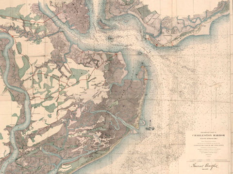 1858 General Crawford's Map w/ Morris Island Lighthouse image ...